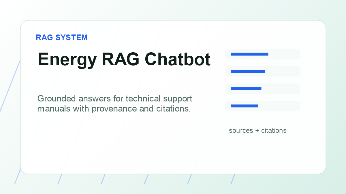 Preview graphic for an energy RAG chatbot with source citations